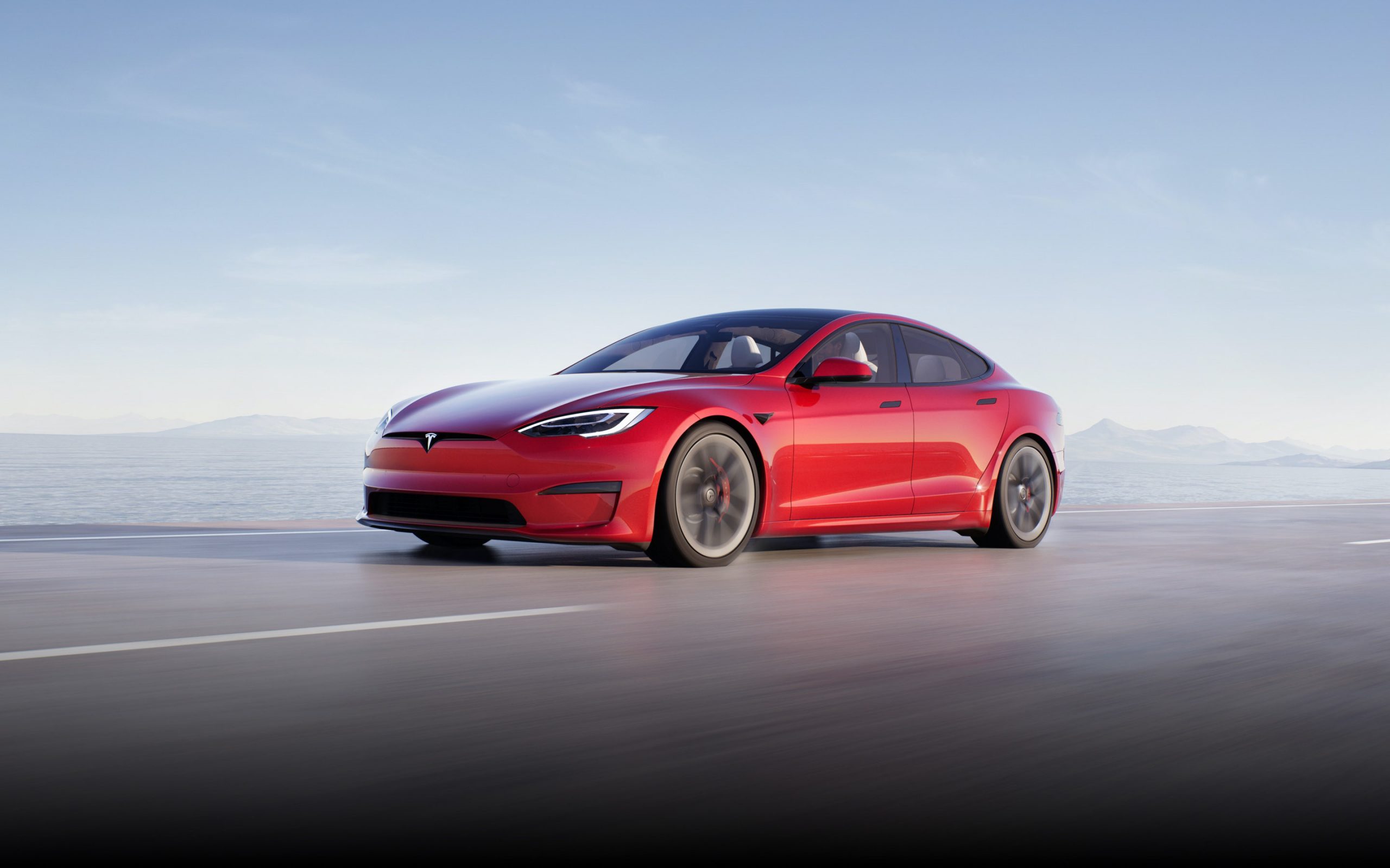 Tesla model 3 in red