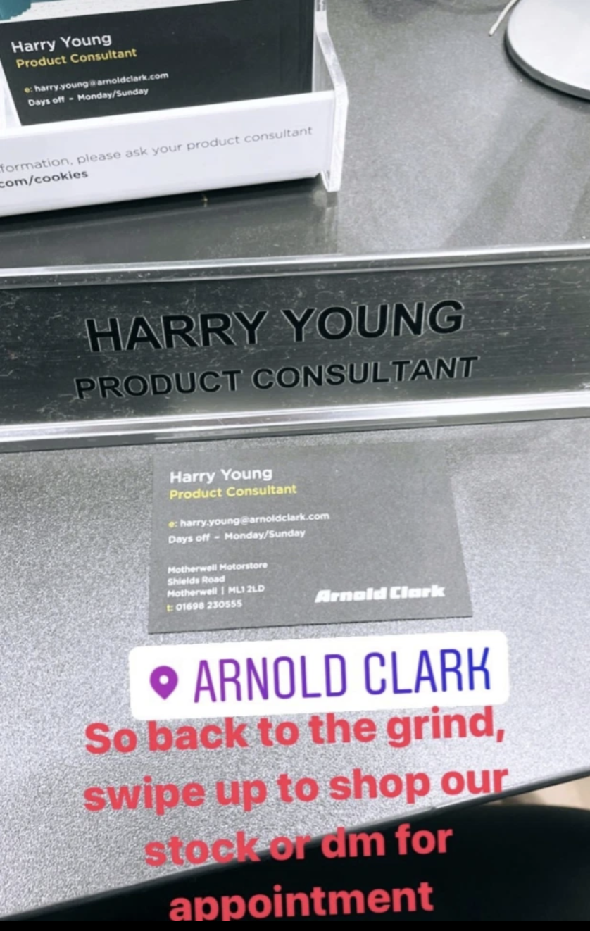 Harry Young Instagram story