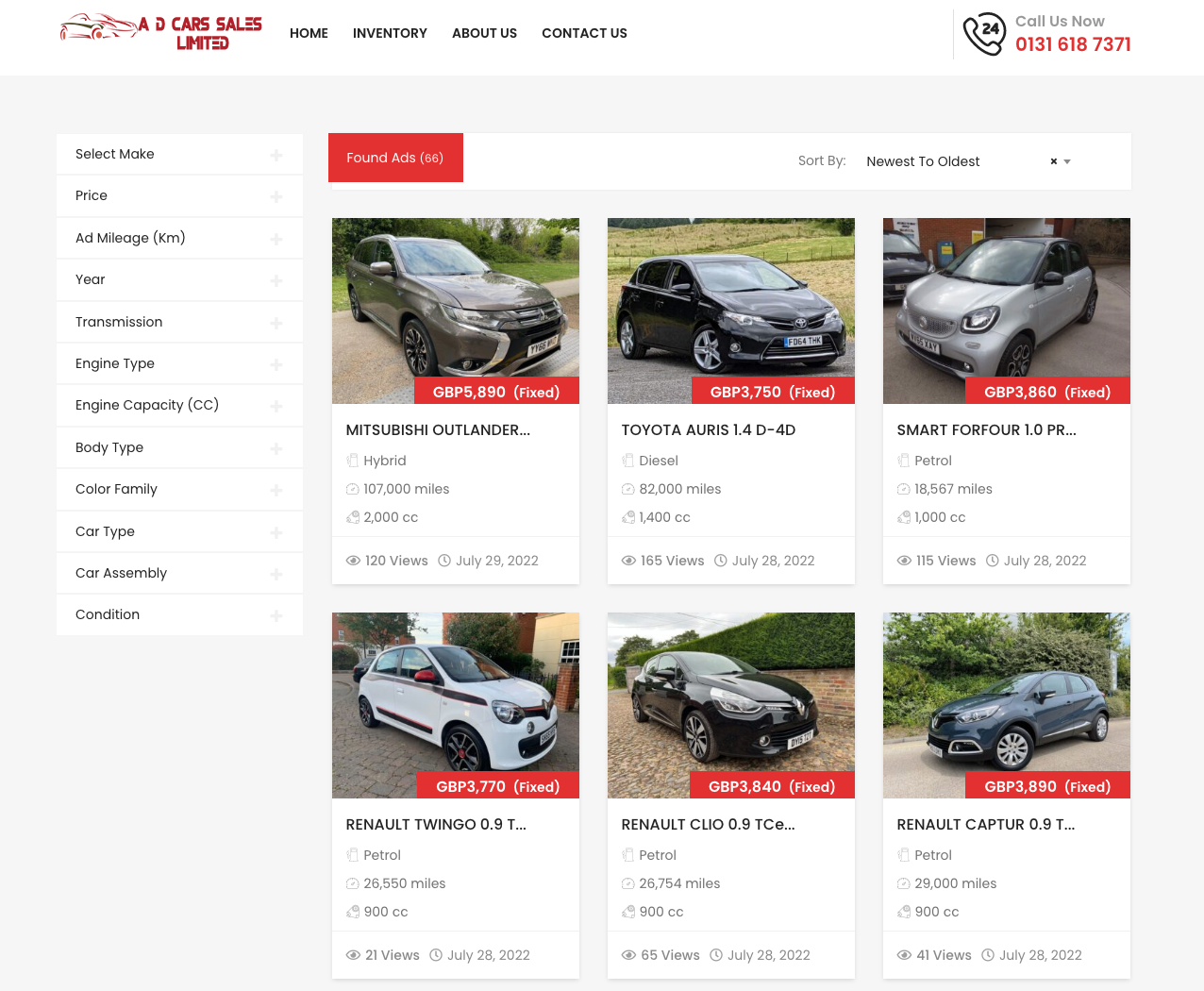 AD Car Sales website