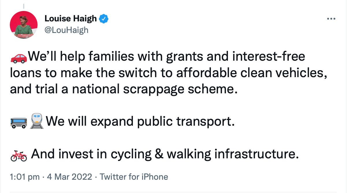 Louise Haigh tweet, Mar 2022