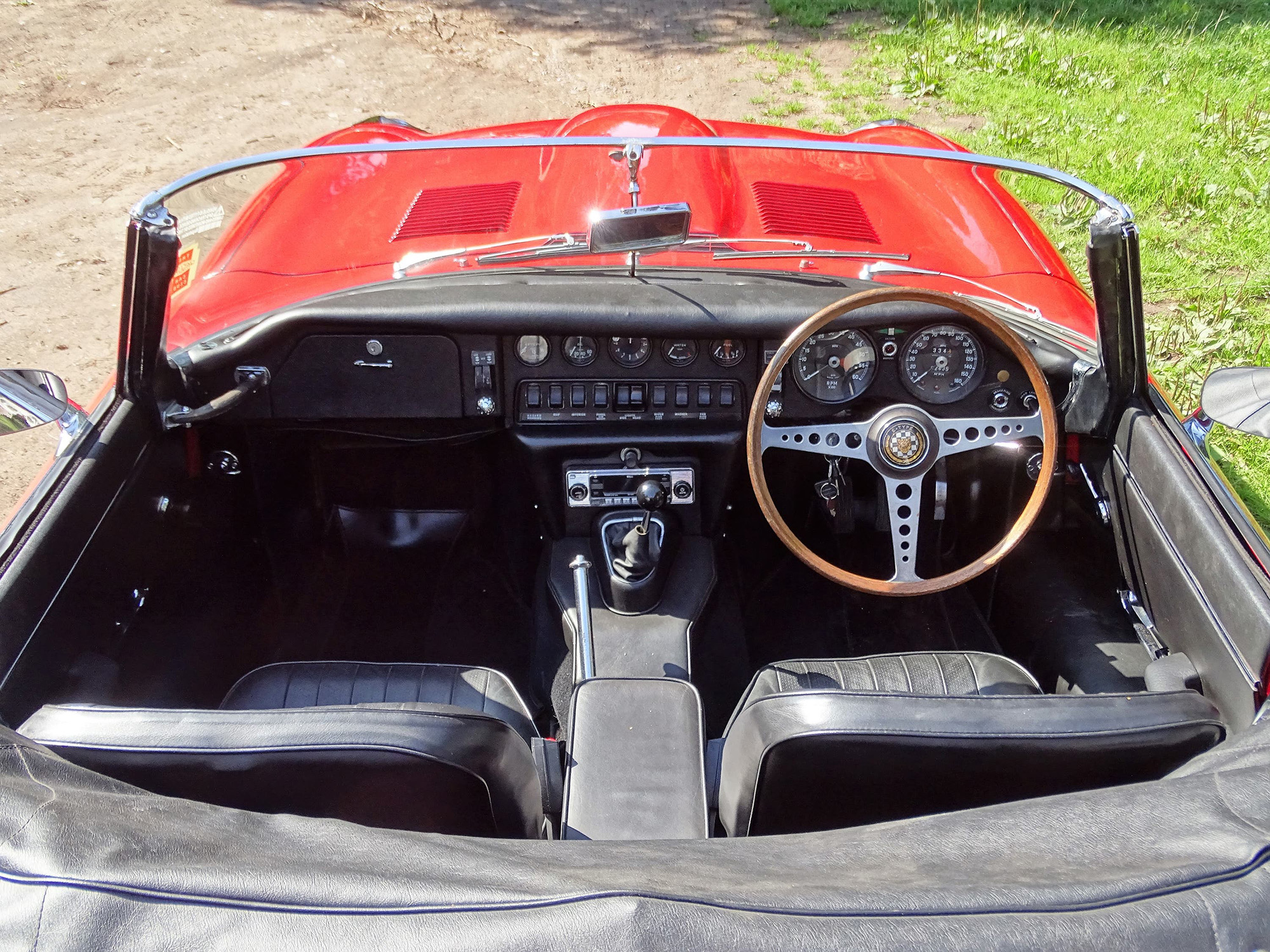 Noel Edmonds' Jaguar E-Type Roadster interior, via PA