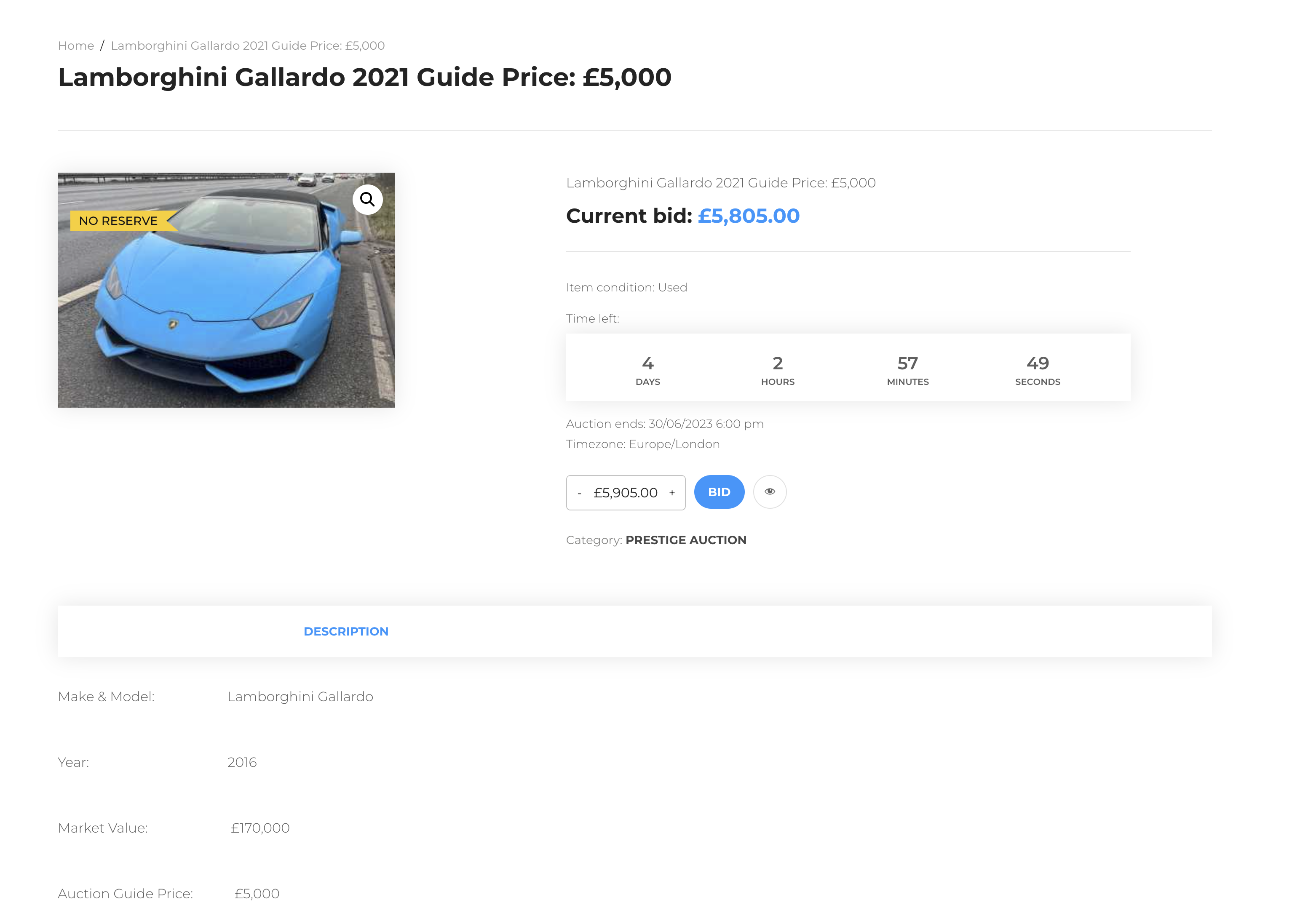 Lamborghini for sale on Peter Scott Auction