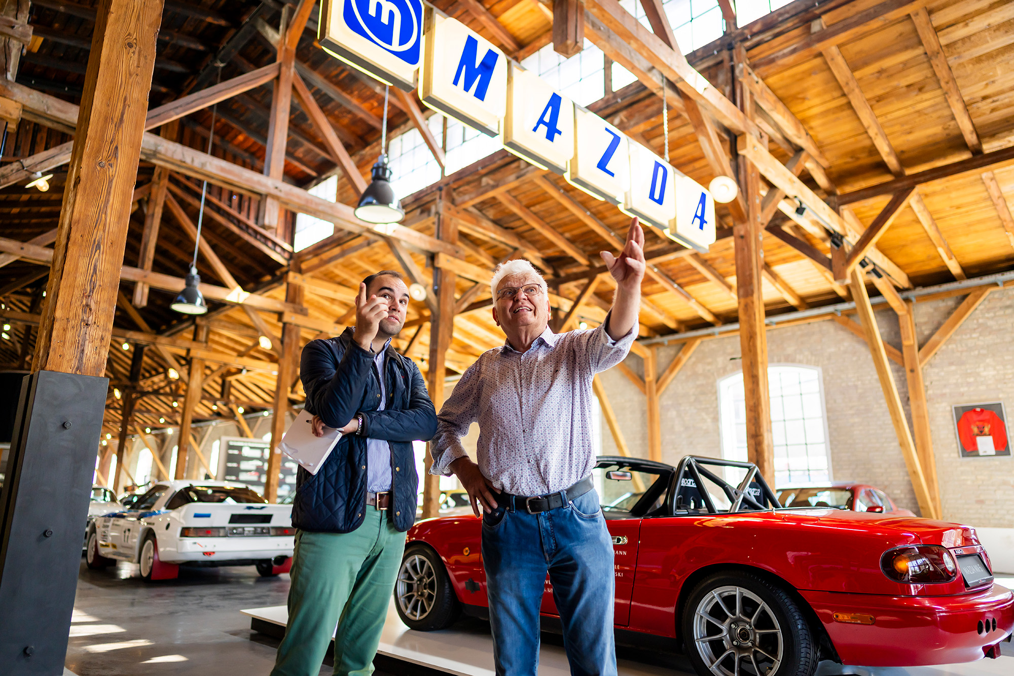 Batch and Walter Frey at the Mazda museum. Pic by Dave Smith